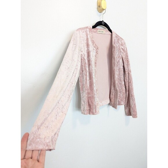 World Cane Vintage Cardigan Women Size M Pink Crushed Velvet Fairycore Whimsical - Picture 4 of 11